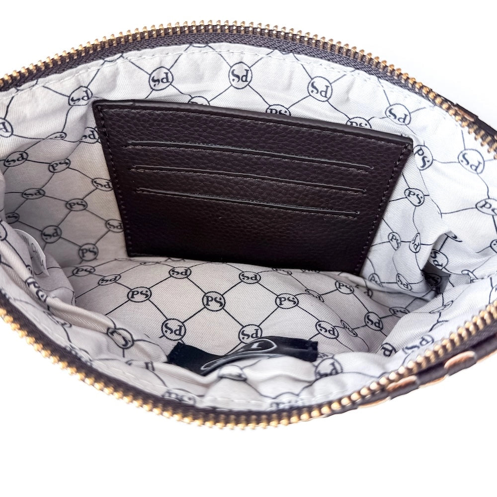 EMMA SUEDE WOVEN CLUTCH WRISTLET