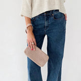 Emma Suede Woven Clutch Wristlet