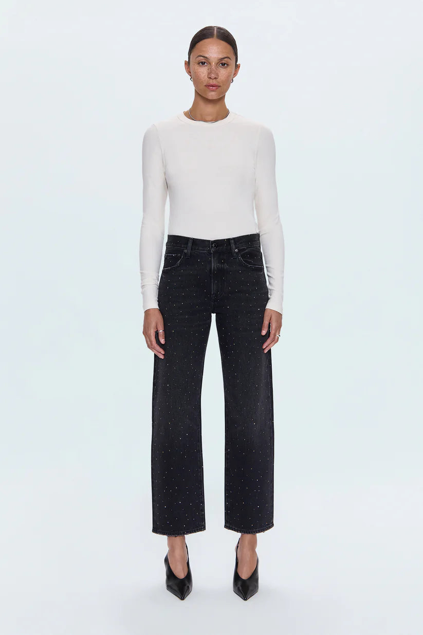 Lexi Mid Rise Bowed Straight Jean
