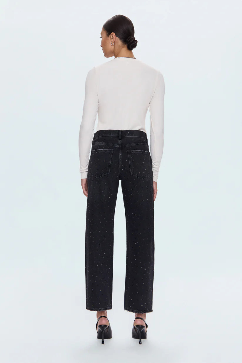 Lexi Mid Rise Bowed Straight Jean