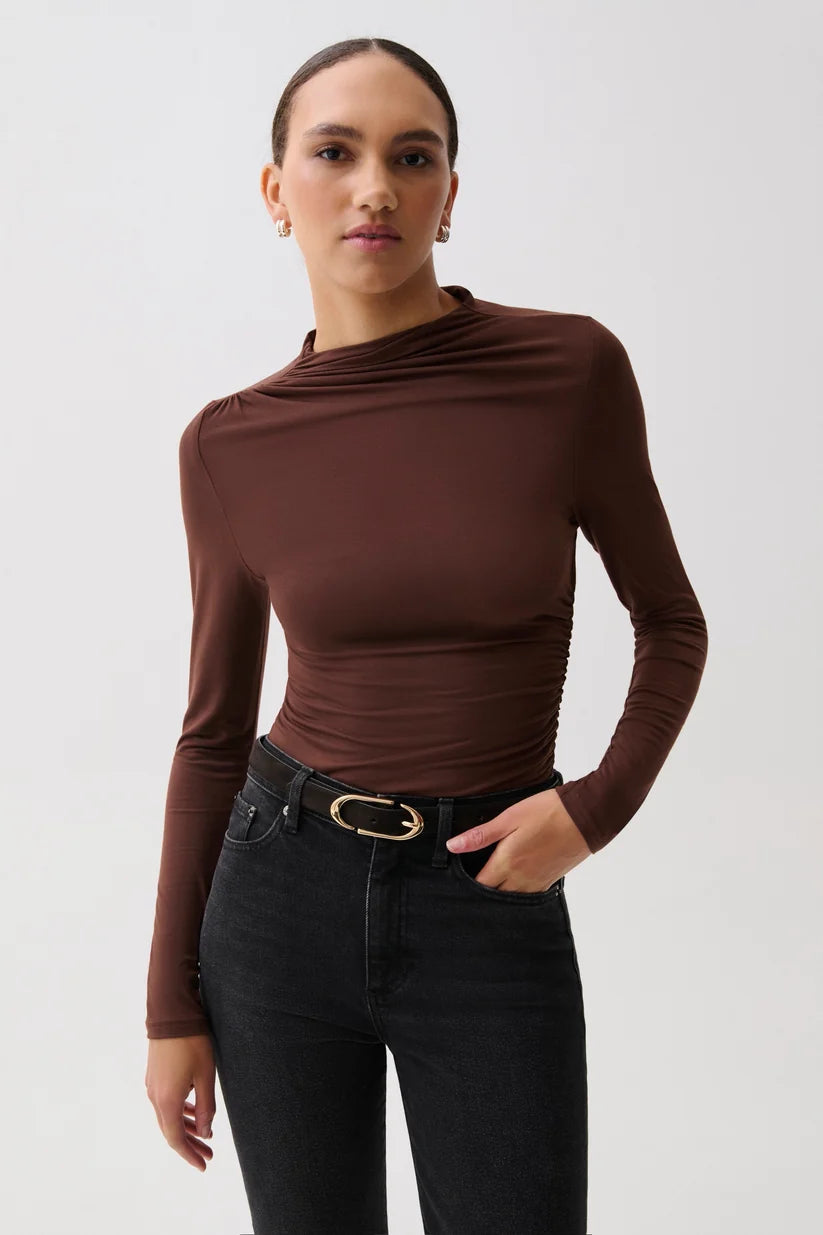 NATHALIA DRAPED MOCK NECK
