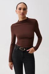 NATHALIA DRAPED MOCK NECK