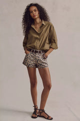 Now or Never Printed Denim Short