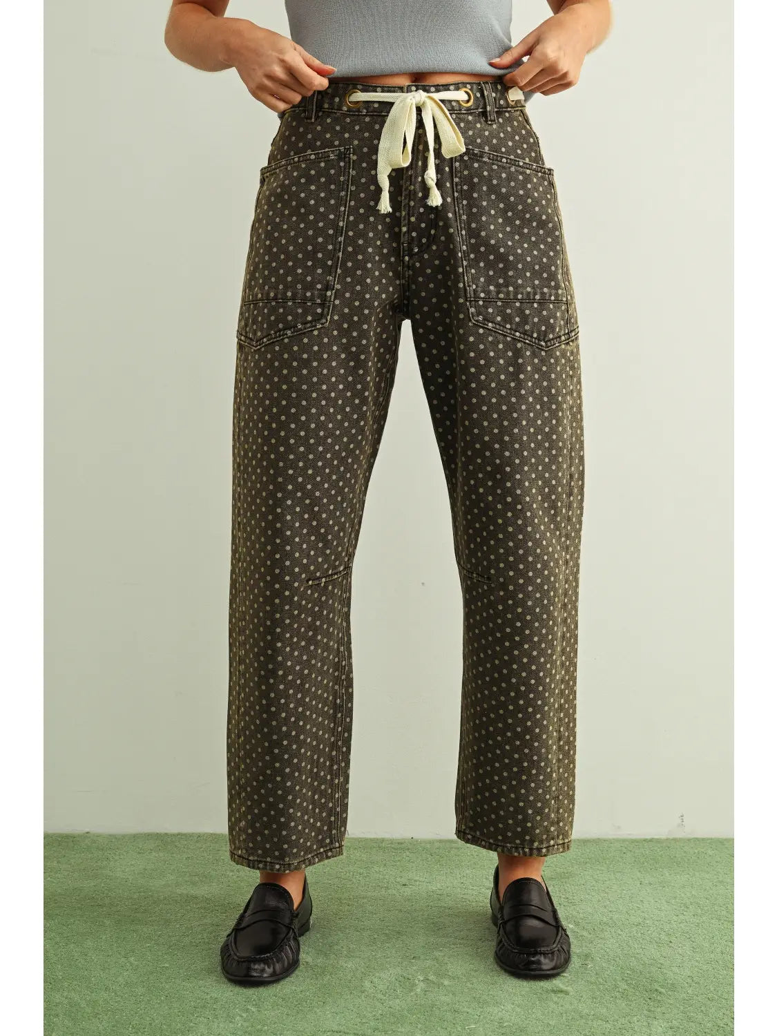 Polka Dot Print Barrel Pants