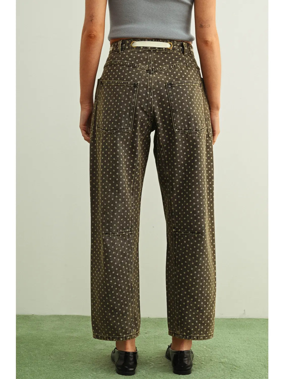 Polka Dot Print Barrel Pants