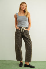 Polka Dot Print Barrel Pants