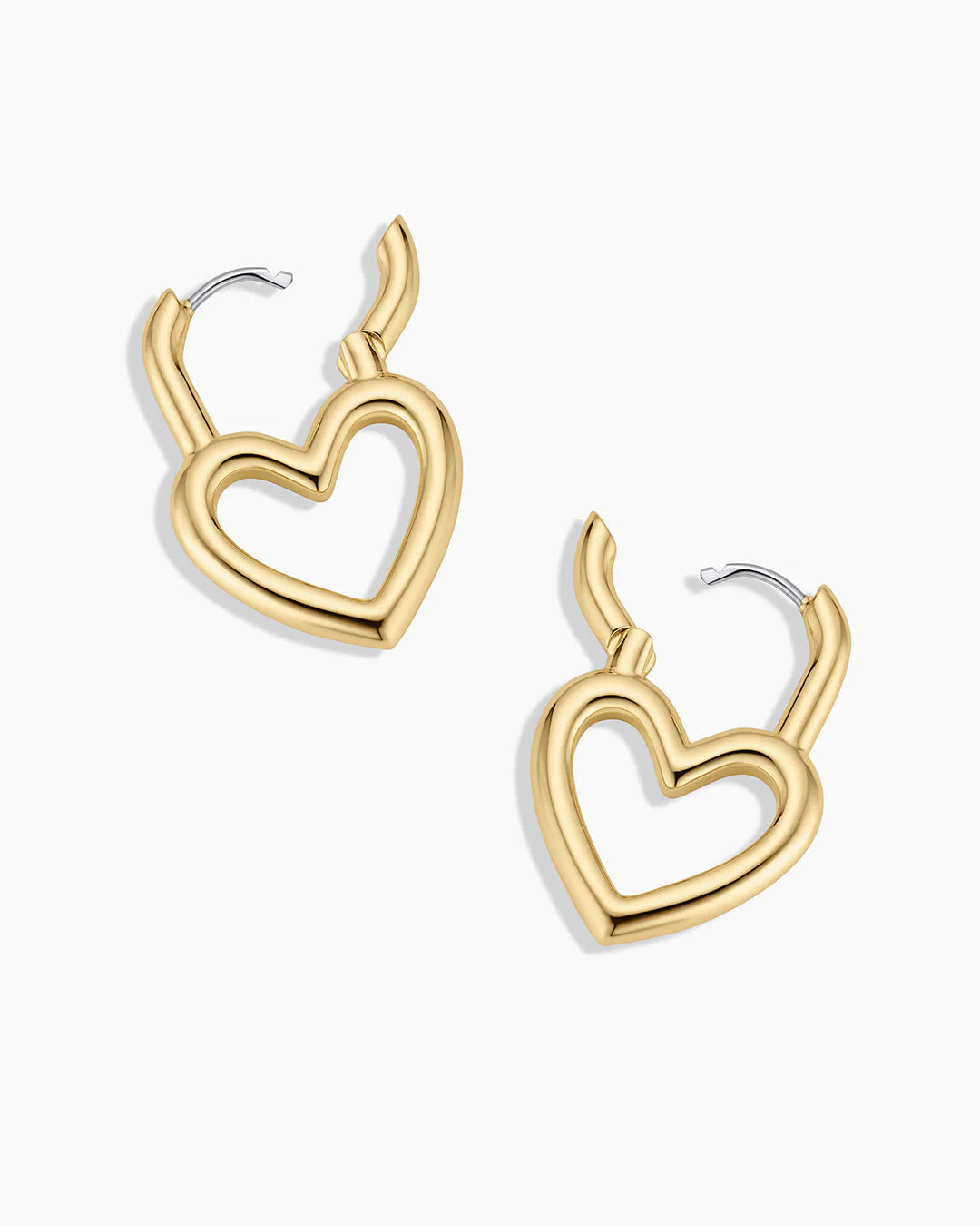 Open Heart Padlock Hoops Gold
