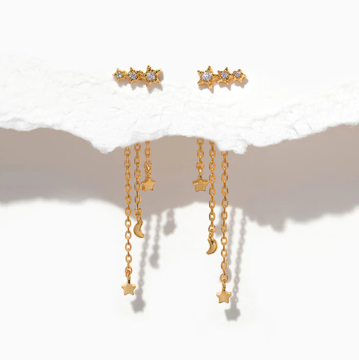 Meteor Shower Dangle Earrings Gold