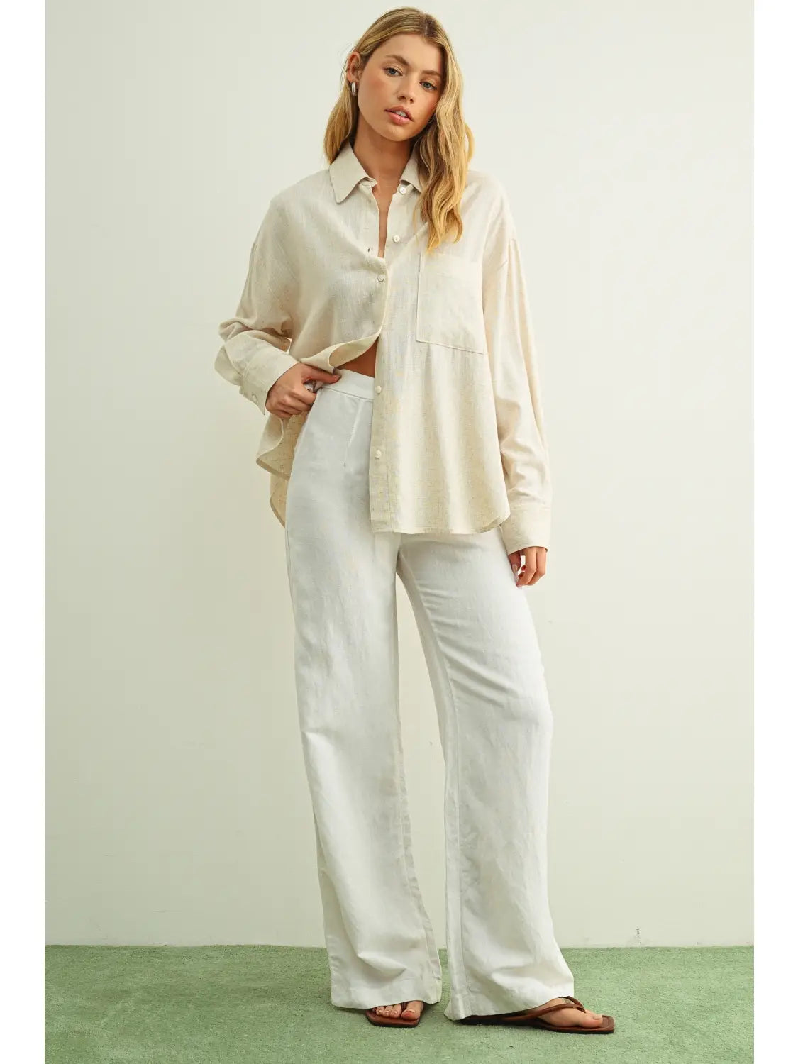 Oatmeal Button Long Sleeve