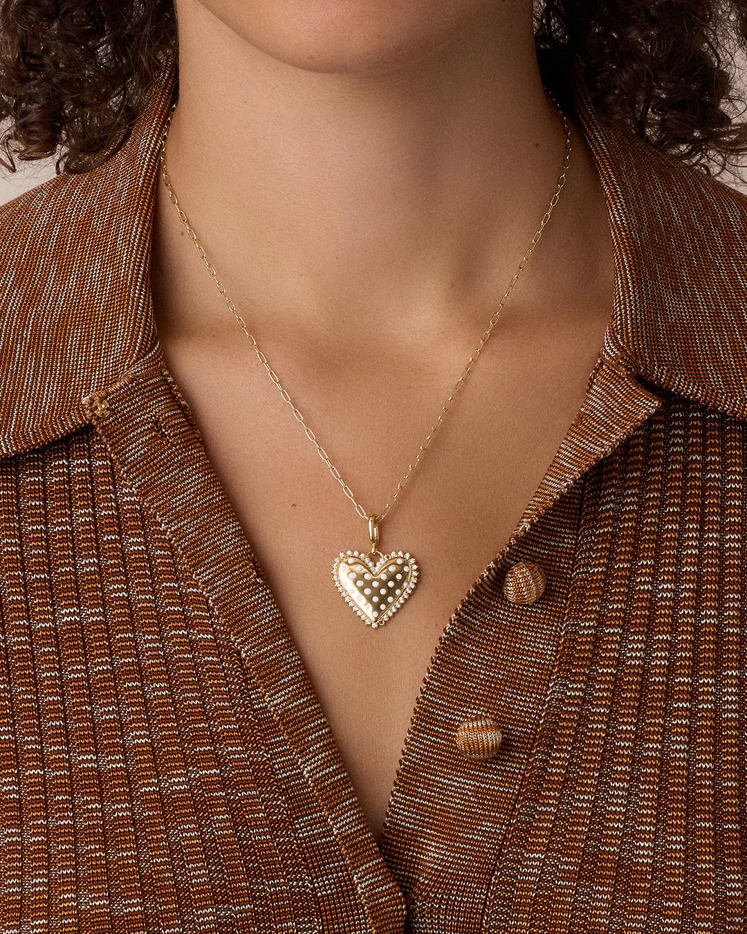 Vintage Heart Dot Parker Charm Gold